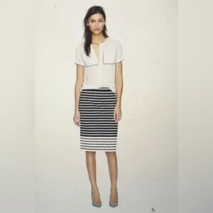 J Crew No.2 color block navy and ivory striped pencil skirt, 4. NWTs.